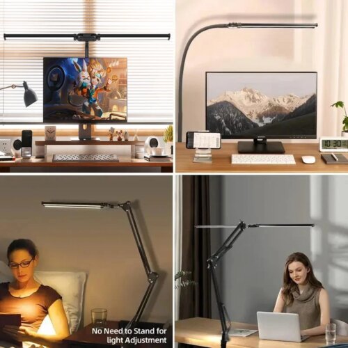 double head stepless dimmable led desk lamp for office study and reading lighting - Image 7