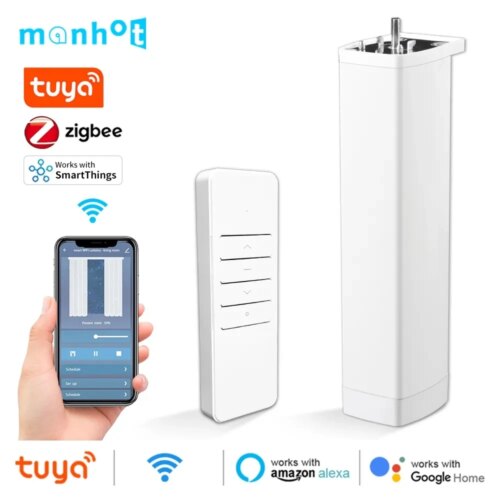 smart wifi zigbee electric curtain motor with remote control voice assistant compatibility
