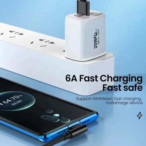 fast charging 6a type c usb cable for gaming 66w quick charge 90 degree elbow design - Image 5