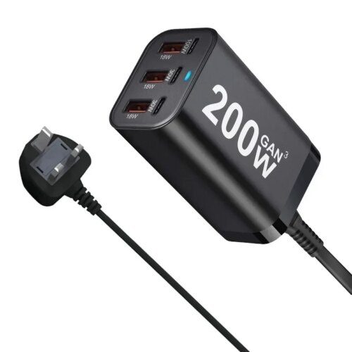 high-speed 200w 6-port usb c power adapter for samsung galaxy s23 s22 s21 charging - Image 5