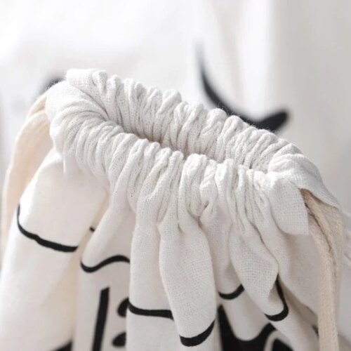 large cotton and linen laundry bag multifunctional toy storage and dirty clothes organizer with drawstring closure - Image 5