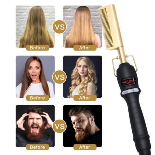 hot comb straightener for wigs and african hair with rapid heat adjustable temperature and 360° swivel cord - Image 7