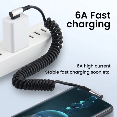 fast charging 6a usb a to type c retractable cable for iphone and android devices - Image 3