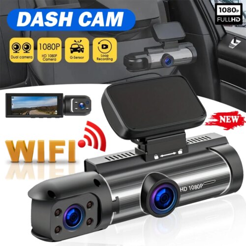 dual lens 1080p car dvr dash cam with wifi dual camera and parking monitor system