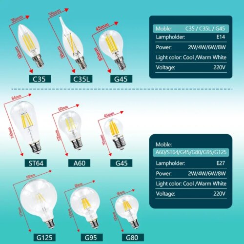 vintage led edison bulb warm white glass lamp with multiple wattage options for home decor - Image 3