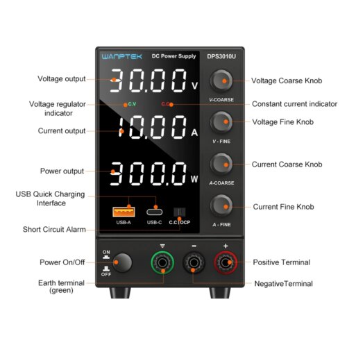 adjustable dc power supply 30v 5a voltage regulator with digital display for laboratory use - Image 5