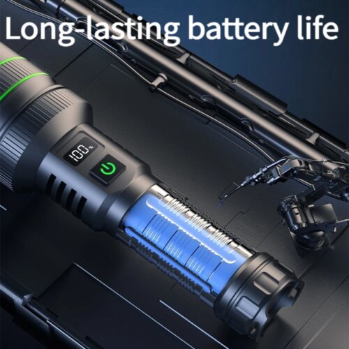 super powerful long range led flashlight with type c charging and waterproof tactical design - Image 6
