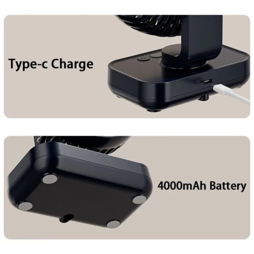 portable usb rechargeable desk fan with 4 speeds wireless oscillating function and adjustable angle - Image 5