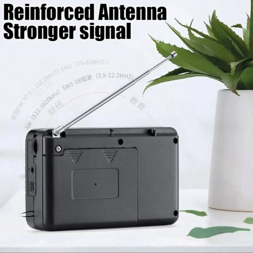portable fm am sw radio rechargeable music player with lcd display and headphone jack - Image 3