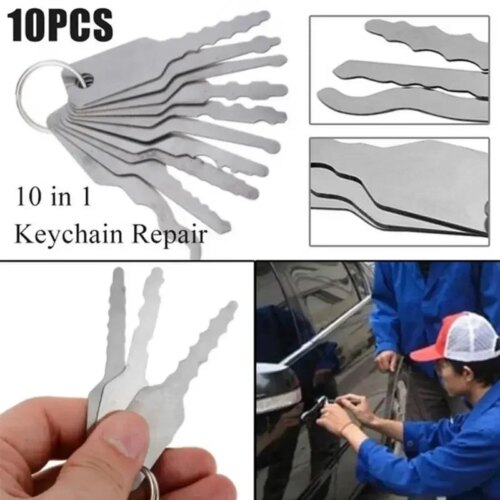 10 piece stainless steel car unlock jiggler key set versatile tools for easy door access - Image 3