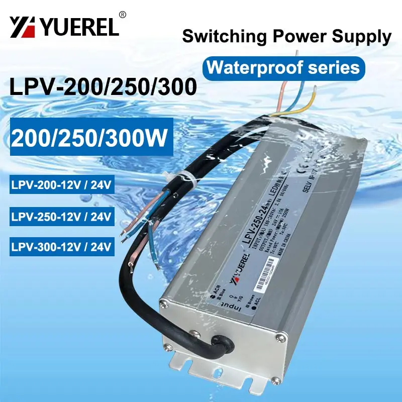 waterproof outdoor led transformer switch power supply 200w 250w 300w ip67 rated efficient performance