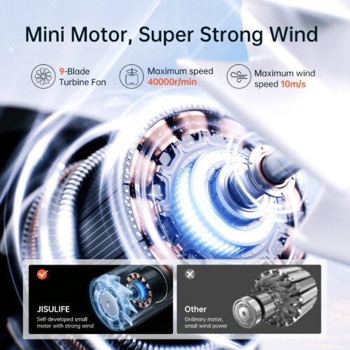 handheld turbo fan with super strong wind five speeds long battery life portable pocket fan - Image 4