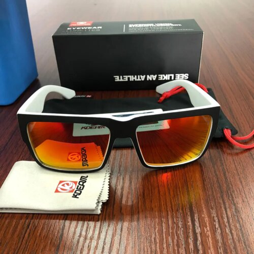 KDEAM Recommend Square Polarized Sunglasses For Men Women Outdoor Shades Ultra-thick Elastic Paint Frame 5-Barrel Hinges - Image 3