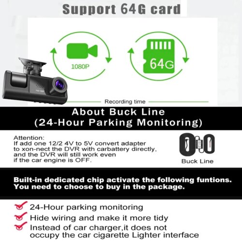 3 channel hd 1080p car dvr dash cam with triple lenses and night vision functionality - Image 7