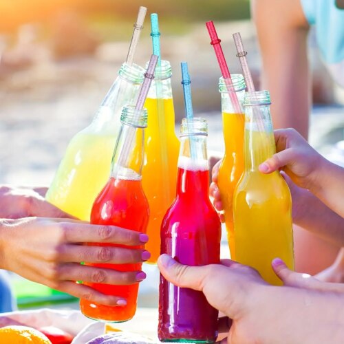 12 pack glitter reusable plastic drinking straws with cleaning brush for tumbler and parties - Image 3