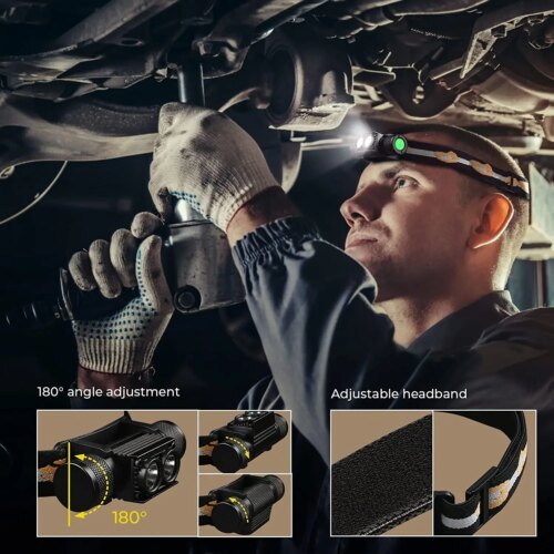 ultra bright rechargeable headlamp with 90 cri white light and deep red torch for camping and diving - Image 5