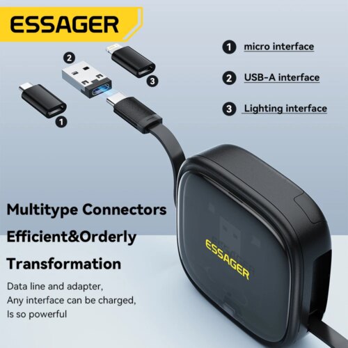 multifunctional usb c to lightning micro lightning fast charging cable with retractable storage holder - Image 4