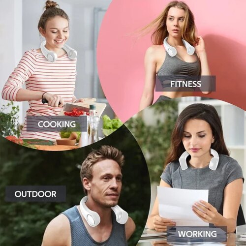 portable mini neck fan bladeless rechargeable air cooler with three speeds for summer sports - Image 7