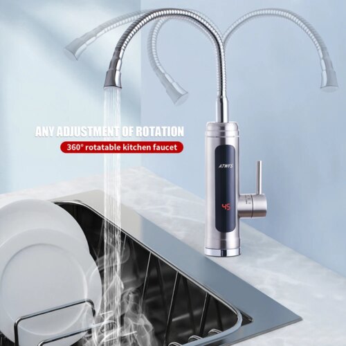 instant tankless electric water heater tap for kitchen and bathroom with stainless steel design - Image 4