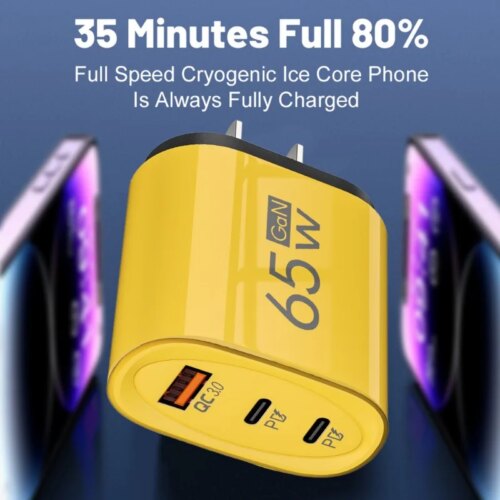 65w gan fast charging usb charger for iphone samsung and xiaomi mobile phones eu and us plug - Image 7