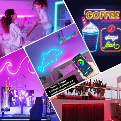 multicolor rgb neon led strip waterproof flexible lighting for home decor with app control - Image 7