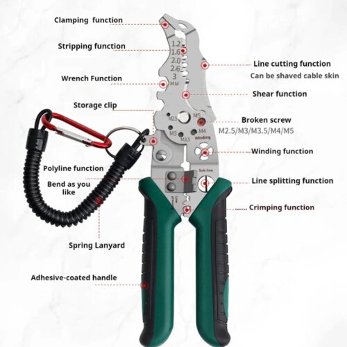 multifunctional electrician wire stripper and cable cutter ergonomic crimping pliers 7 inches long - Image 7