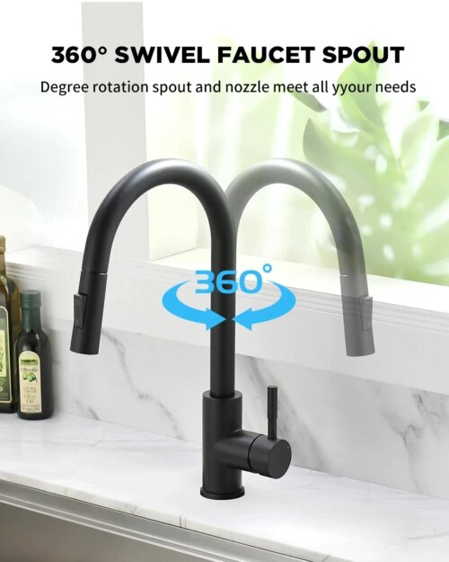 sleek silver pull out kitchen faucet single hole basin tap for modern bathroom sinks - Image 5
