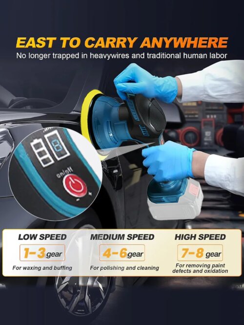 cordless car polisher set 5500rpm portable wireless polishing machine for makita and dewalt tools - Image 5