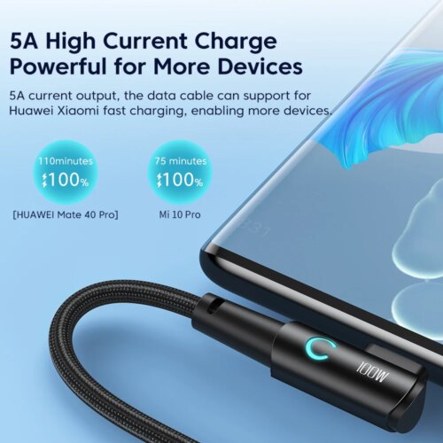 90 degree elbow usb type c cable 100w fast charging data cord for gaming and devices - Image 4