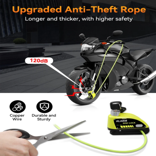 waterproof motorcycle alarm disc brake lock with 110db anti theft protection for scooters and bikes - Image 7