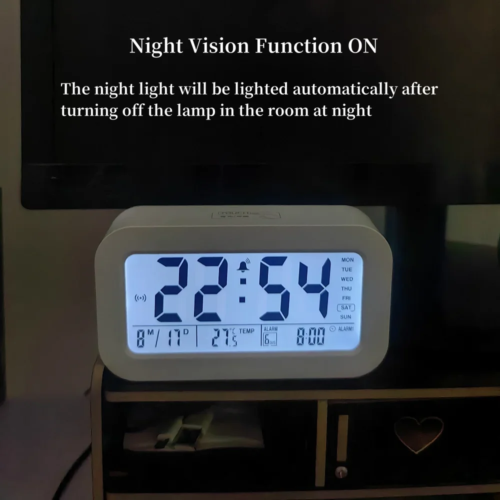 Battery Powered LCD Alarm Clock TEMP Date Week 3 Alarms Backlight Snooze Table  Clock Night Vision Function12/24H Digital Clock - Image 3