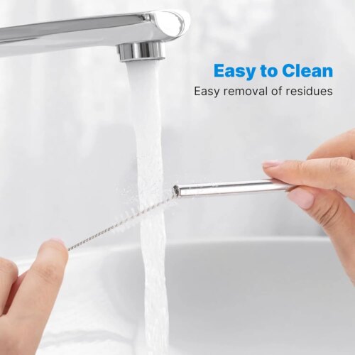 reusable stainless steel straws with silicone tips for stanley cups 2 pack with cleaning brush - Image 6