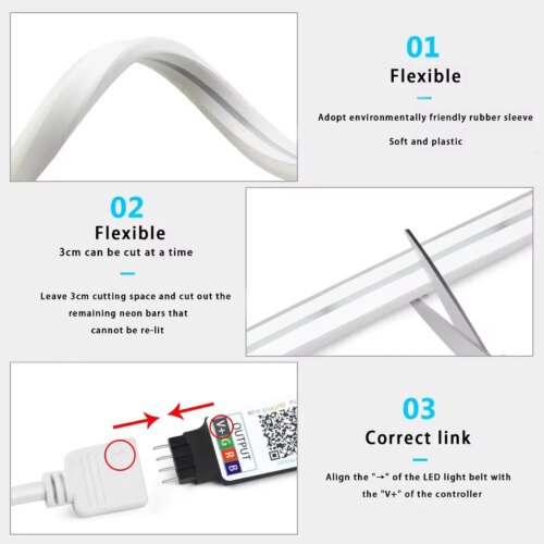 multicolor rgb neon led strip waterproof flexible lighting for home decor with app control - Image 6