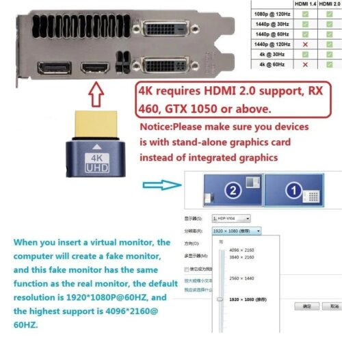 hdmi dummy plug 4k hdr virtual monitor emulator adapter for seamless headless display setup - Image 4