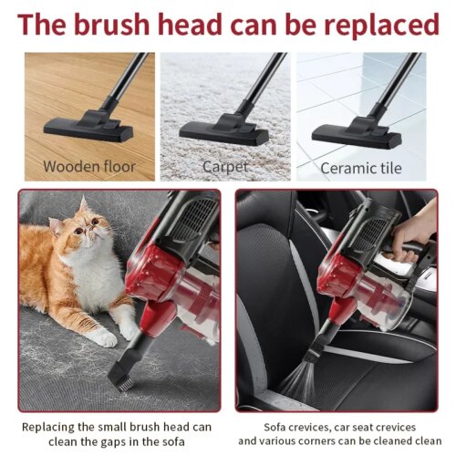 ultra-light corded vacuum cleaner for carpets and hard floors swivel steering design 2000w power - Image 4