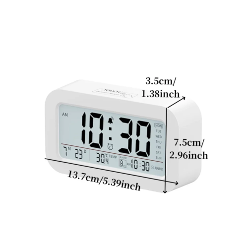 Battery Powered LCD Alarm Clock TEMP Date Week 3 Alarms Backlight Snooze Table  Clock Night Vision Function12/24H Digital Clock - Image 7
