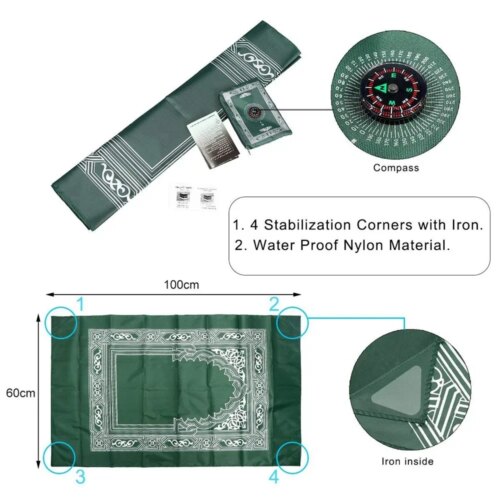 portable waterproof muslim prayer rug with compass for travel outdoor use stylish design - Image 3