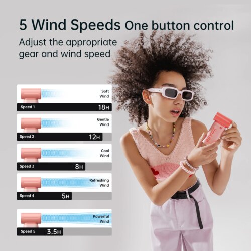handheld turbo fan with super strong wind five speeds long battery life portable pocket fan - Image 6