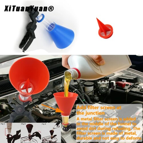 universal engine oil filling funnel set with adjustable gasoline adapters for effortless car maintenance - Image 3