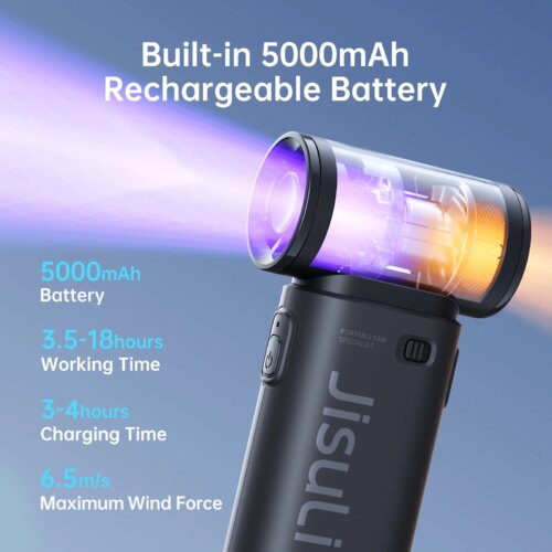 handheld turbo fan with super strong wind five speeds long battery life portable pocket fan - Image 3