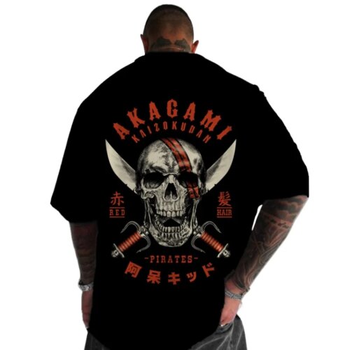 summer hip hop skulls pattern t-shirt men oversized breathable casual short sleeve top - Image 6