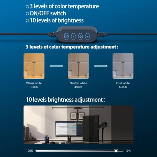 double head stepless dimmable led desk lamp for office study and reading lighting - Image 5