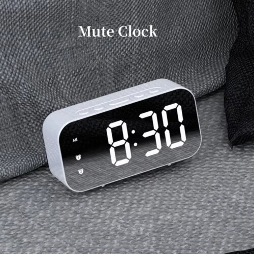Smart Alarm Clock Led Digital Mute Screen Mirror Temperature 2 Alarm Time Charging Battery Desktop Multifunction Brightness - Image 7
