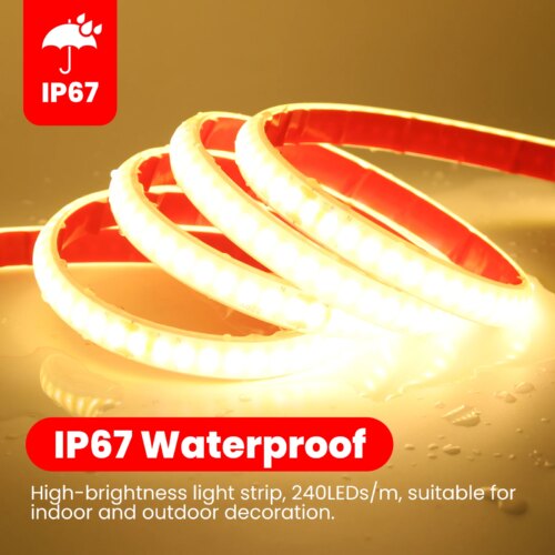 waterproof 220v cob led light strip 240leds flexible home decor with switch and adhesive tape - Image 6
