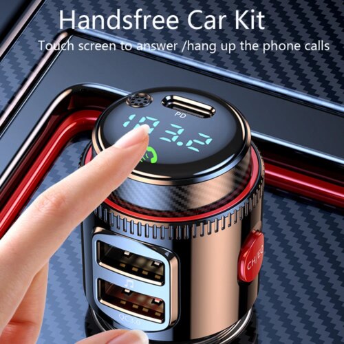 wireless car mp3 player and fast charge usb adapter with bluetooth fm transmitter handsfree support - Image 4