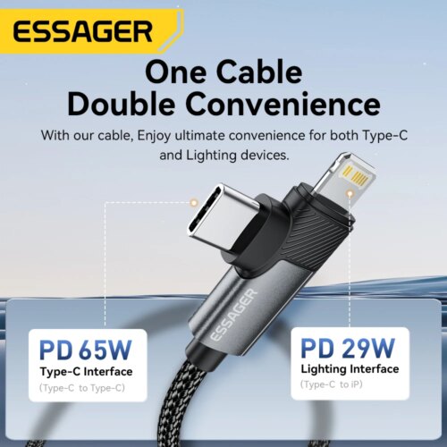 2 in 1 usb type c cable for iphone 15 14 pro max and macbook fast charging 65w - Image 3