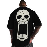 summer hip hop skulls pattern t-shirt men oversized breathable casual short sleeve top