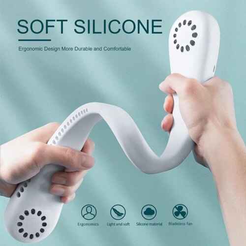 portable mini neck fan bladeless rechargeable air cooler with three speeds for summer sports - Image 4