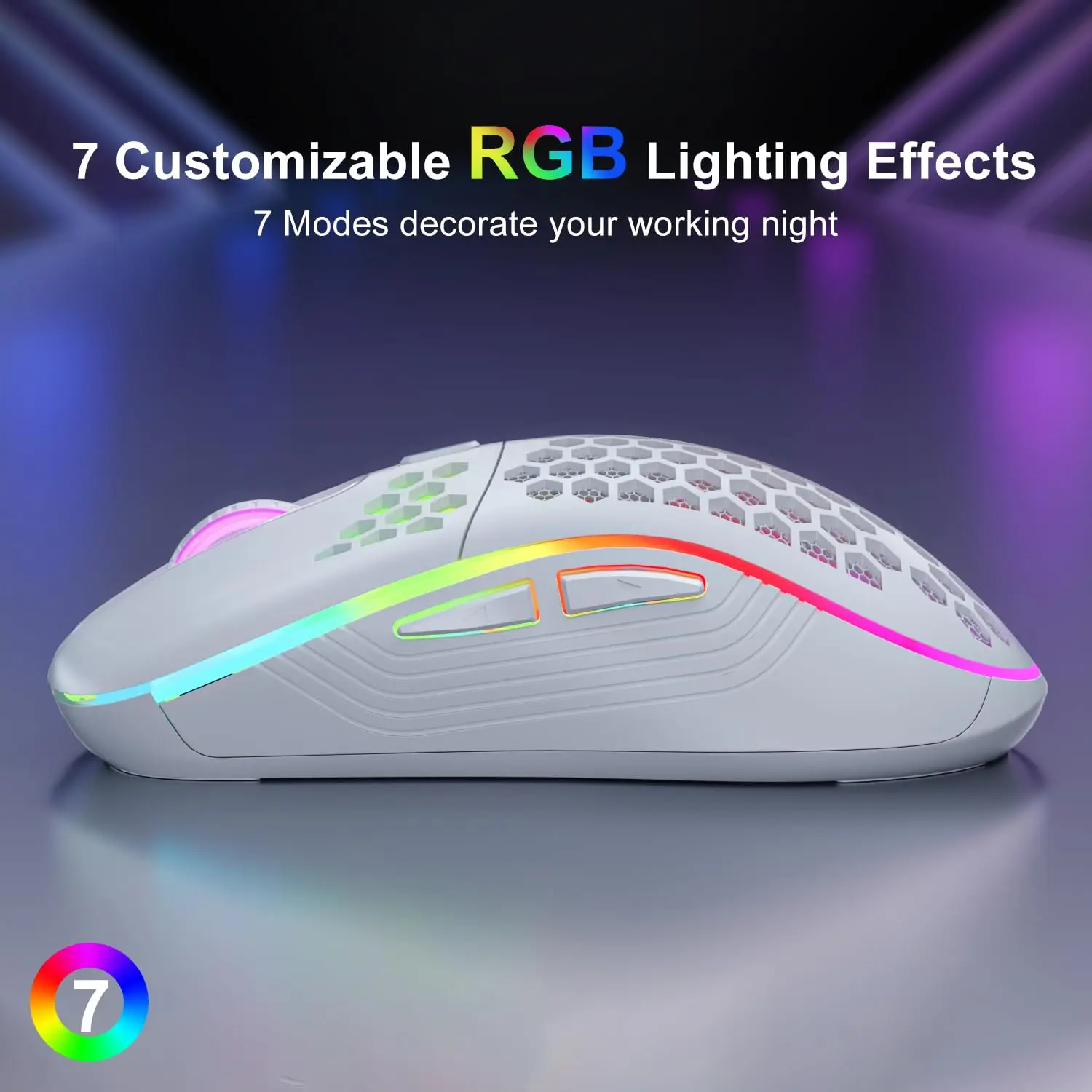 wireless rgb gaming mouse with adjustable dpi ergonomic honeycomb design for desktop and laptop - Image 5
