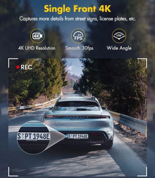 4k 1080p dual channel dash cam with gps wifi and 24h parking monitor features 170° view angle - Image 3